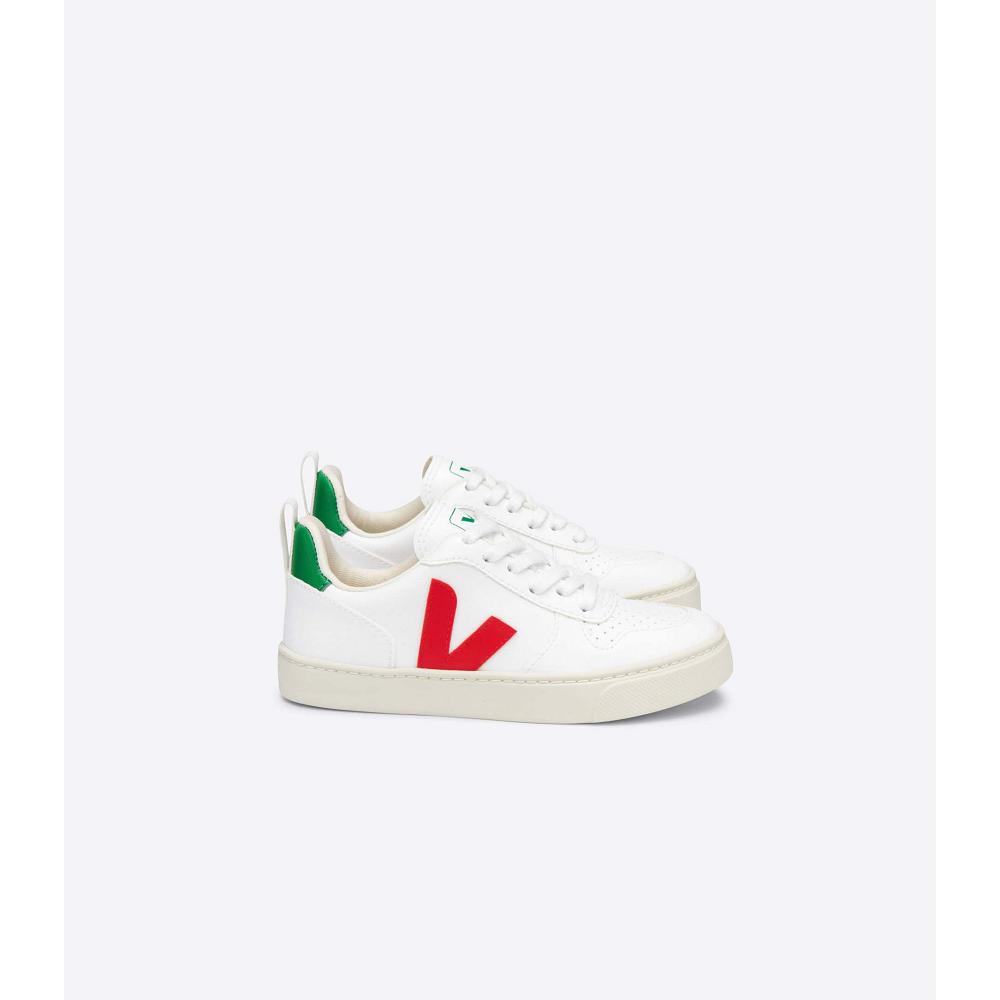 Kids\' Veja V-10 LACES CWL Shoes White/Red | ZA 792QMA